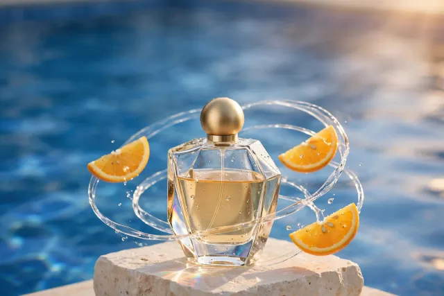Input image · Change a perfume background