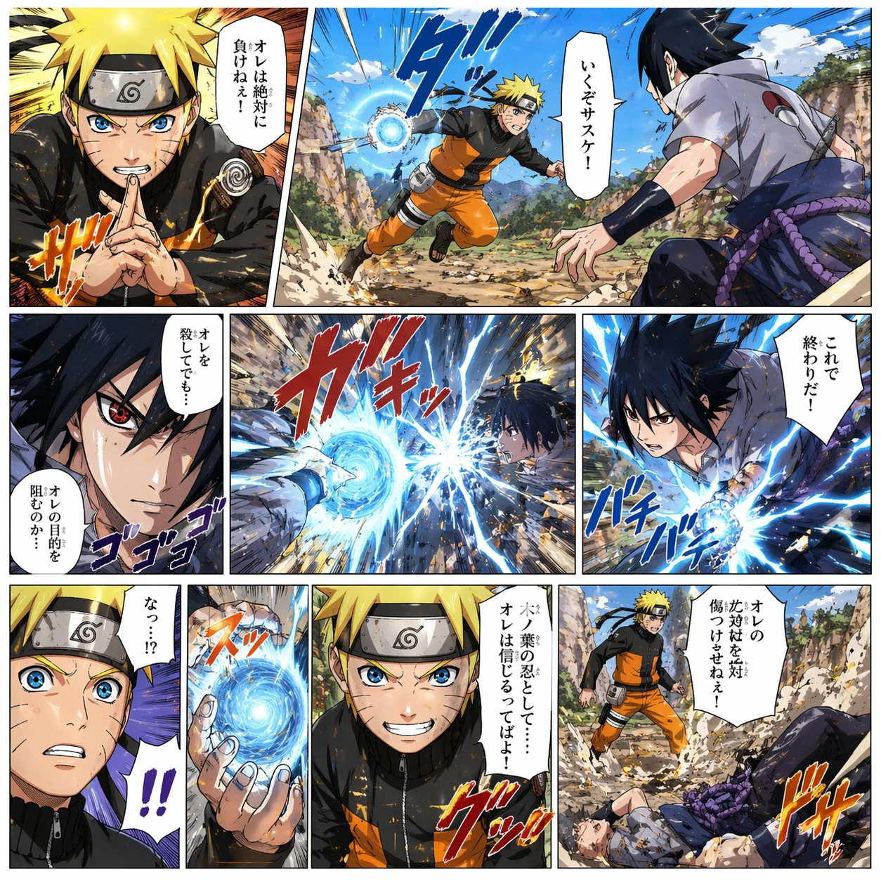 KI-generierte Manga-Kampfszenen mit dynamischen Action-Sequenzen